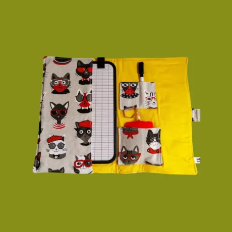 Pochette ardoise ouverte chat.