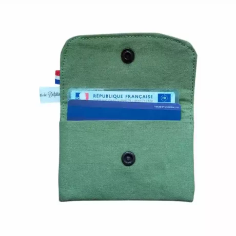 Porte carte ouvert kaki.