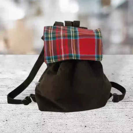 Sac à dos enfant velours vert bretelles réglables