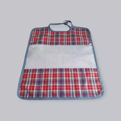 Bavoir adulte carreaux bleu et rouge